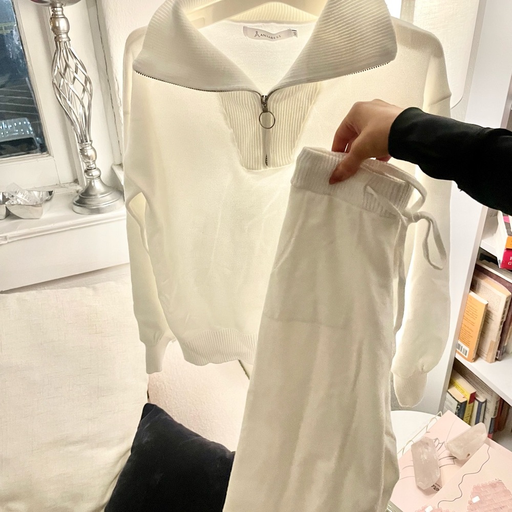 White Sweater and Pants Set